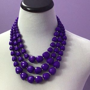 Vintage Women’s Multi Strands Purple Glass Bead Necklace 25”